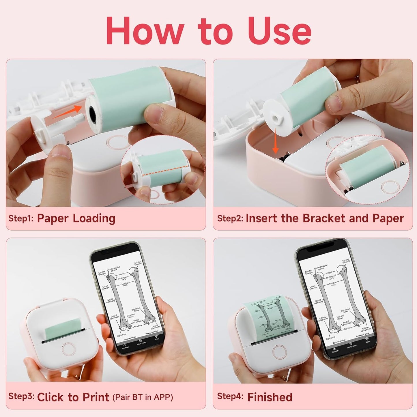 Inkless Mini Portable Printer