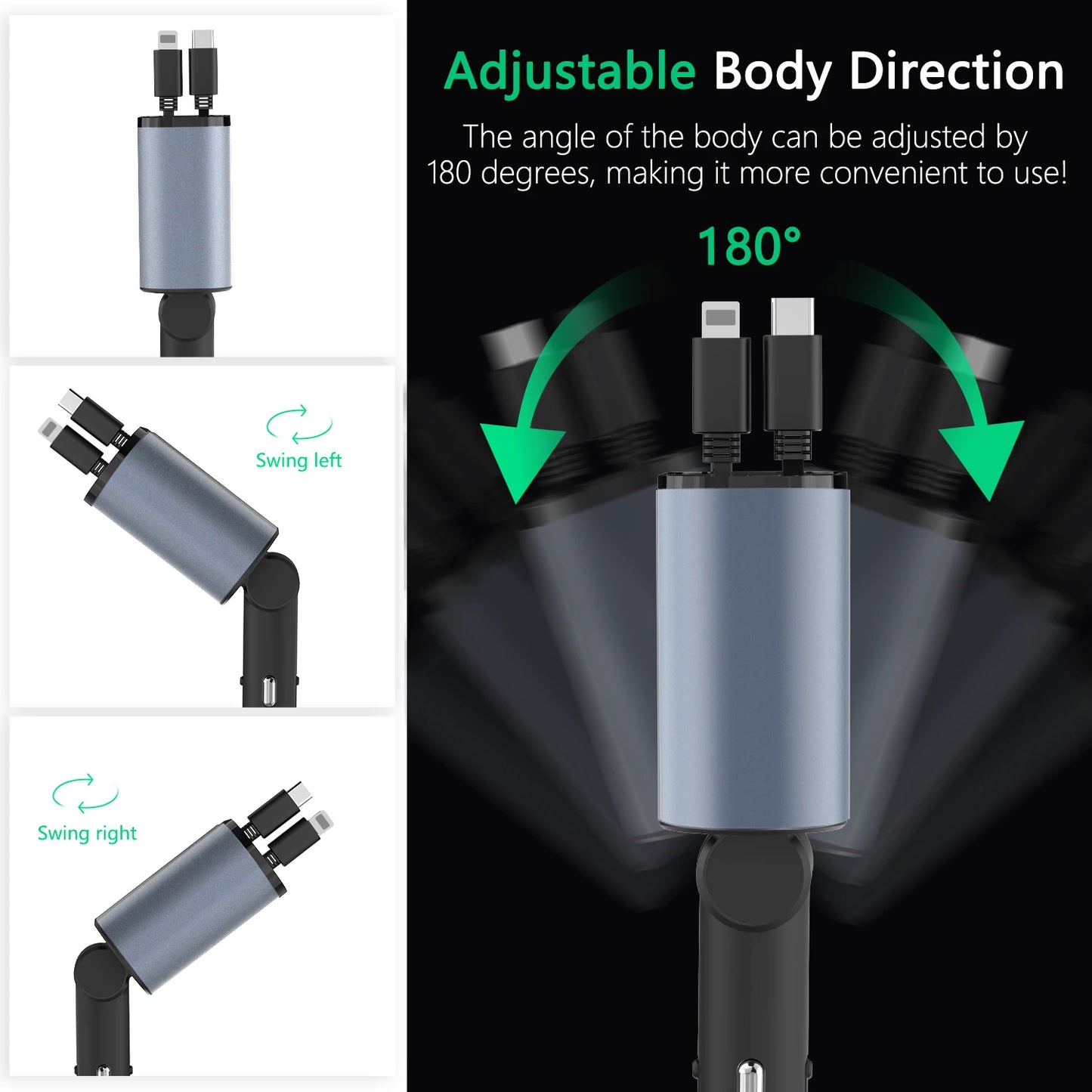 Retractable 4 in 1 Fast Car Charger