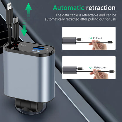 Retractable 4 in 1 Fast Car Charger